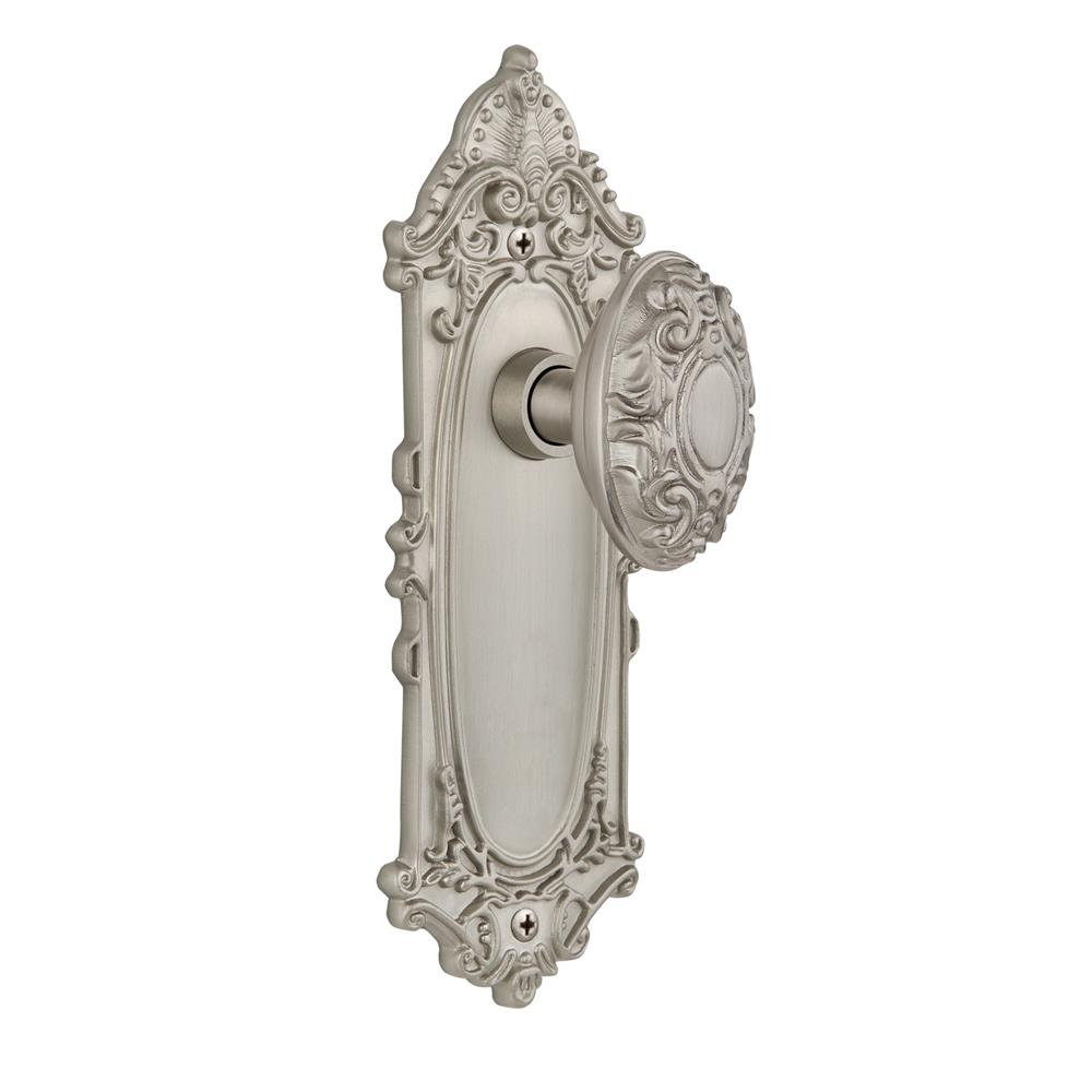 Nostalgic Warehouse VICVIC Double Dummy Victorian Plate with Victorian Knob in Satin Nickel